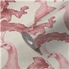 Papeldecor|Papier peint fleurs et paons blanc rouge|Papier Peint