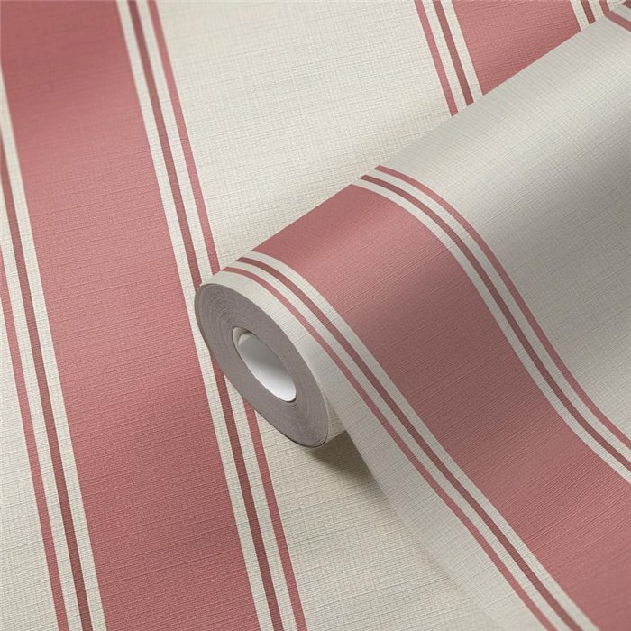 Papeldecor|Papier peint rayures larges verticales crème et rouge|Rayures