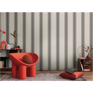 Caselio|Black, beige, and camel striped wallpaper|Stripes 2