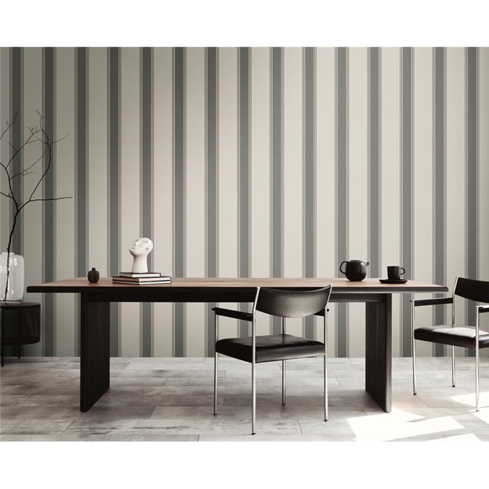 Papel pintado elegante rayas verticales beige y gris - Papeldecor Eclipse 2027399832