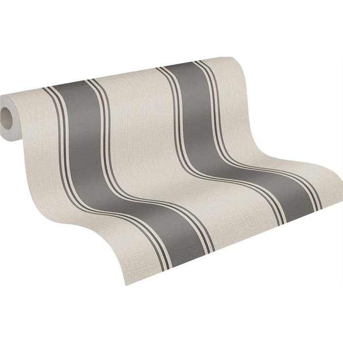 Papeldecor|Papier peint élégant rayures verticales beige et gris|Rayures