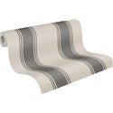 Papeldecor|Papel pintado elegante rayas verticales beige y gris|Rayas