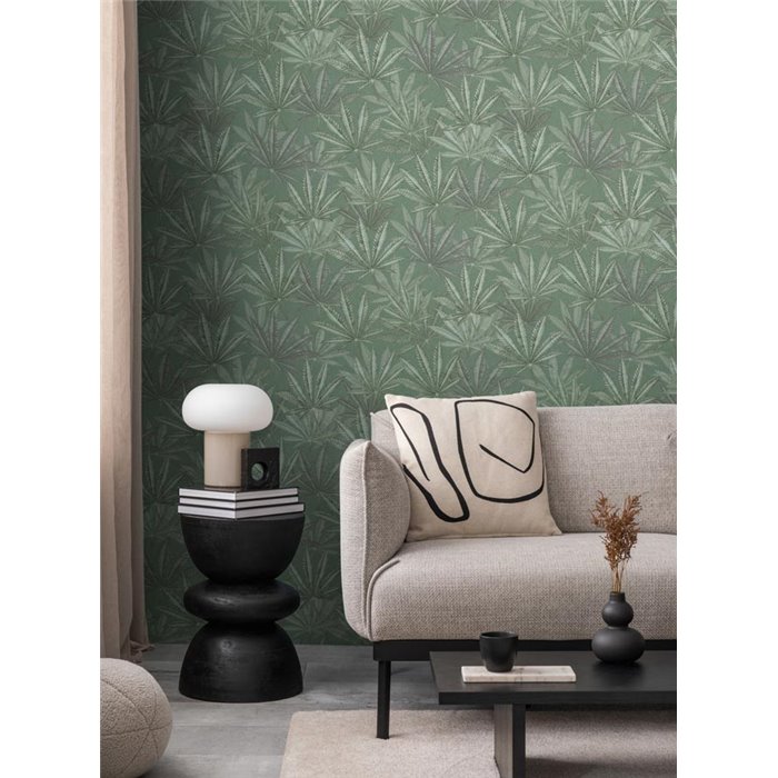 Papeldecor|Papier peint floral feuilles cannabis vert|Floral