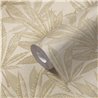 Papeldecor|Papier peint floral beige crème, feuilles de cannabis|Floral