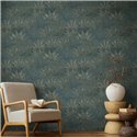 Papeldecor|Tapete Blumen Cannabisblätter Grau und Grün|Blumen