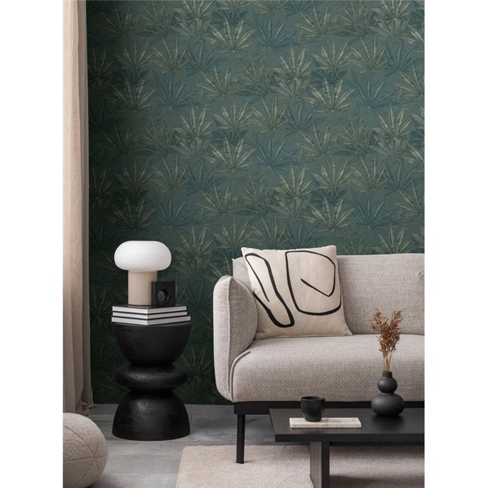Papeldecor|Tapete Blumen Cannabisblätter Grau und Grün|Blumen