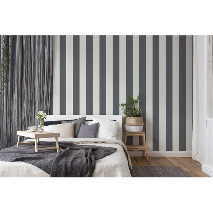 Papeldecor|Tapete Breite Streifen Weiß und Schwarz|Streifen