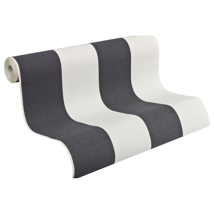 Papeldecor|Tapete Breite Streifen Weiß und Schwarz|Streifen