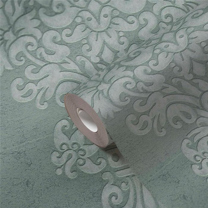 Papeldecor|Papier peint élégant style damassé vert|Damas