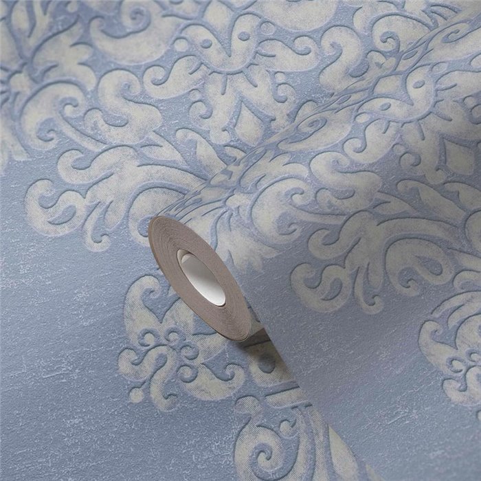 Papeldecor|Papel pintado damasco violeta con elegantes medallones|Damasco