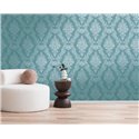 Papeldecor|Papier peint damassé bleu et turquoise élégant|Damas
