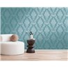 Papeldecor|Papier peint damassé bleu et turquoise élégant|Damas