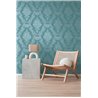 Papeldecor|Papier peint damassé bleu et turquoise élégant|Damas