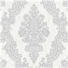 Papeldecor|Papier peint damassé ornemental blanc et gris|Damas