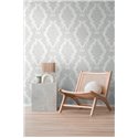 Papeldecor|Ornamental Damask White and Gray Wallpaper|Damask