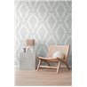 Papeldecor|Ornamental Damask White and Gray Wallpaper|Damask