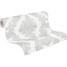 Papeldecor|Papel pintado damasco ornamental blanco y gris|Damasco