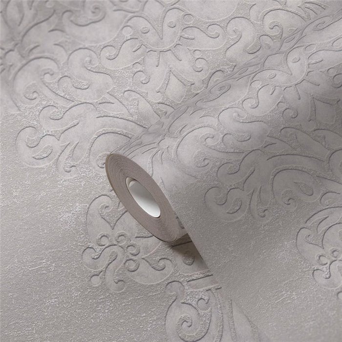 Papel pintado elegante estilo damasco beige y gris - Papeldecor Essence 2026397656