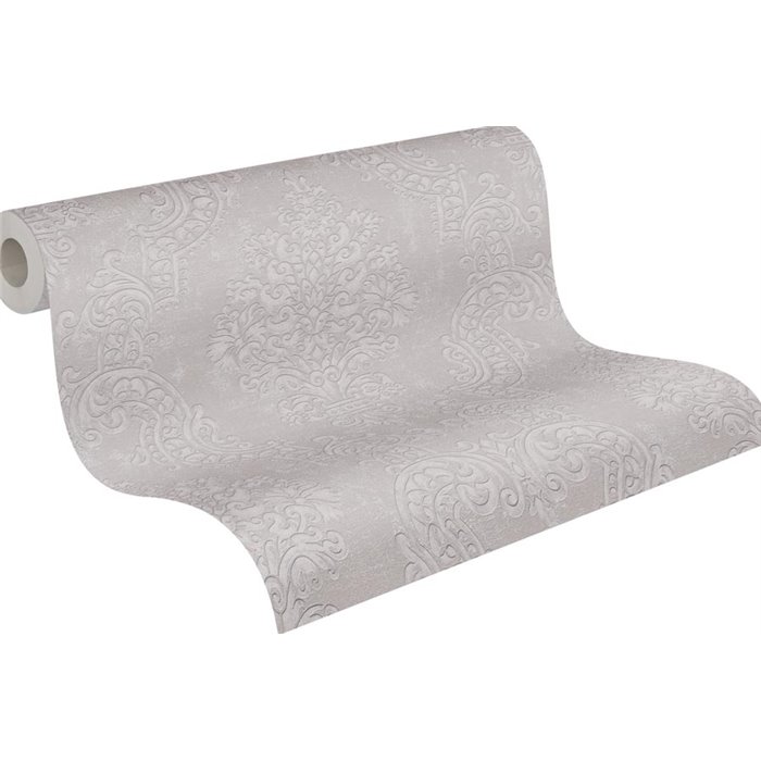 Papel pintado elegante estilo damasco beige y gris - Papeldecor Essence 2026397656