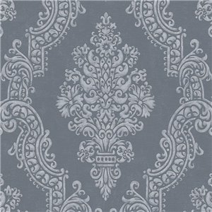 Papeldecor|Damask Gray and Silver Wallpaper|Damask