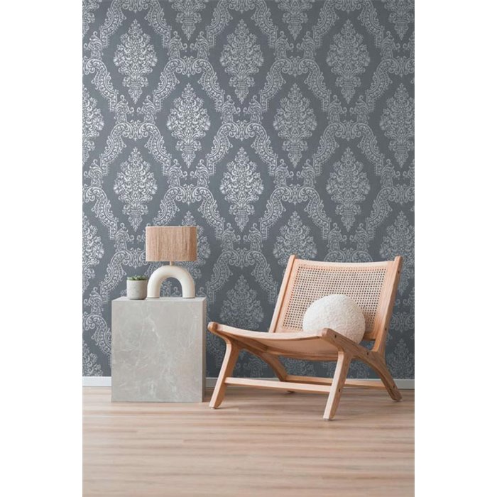 Papel pintado elegante estilo damasco gris - Papeldecor Essence 2026397657