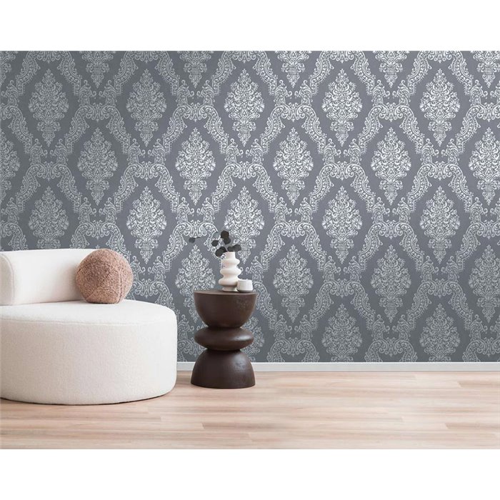 Papel pintado elegante estilo damasco gris - Papeldecor Essence 2026397657