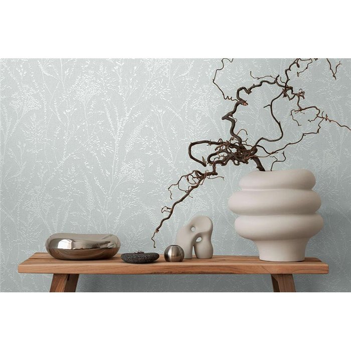 Papeldecor|Rustic Style Wild Plants Green Wallpaper|Wild flowers