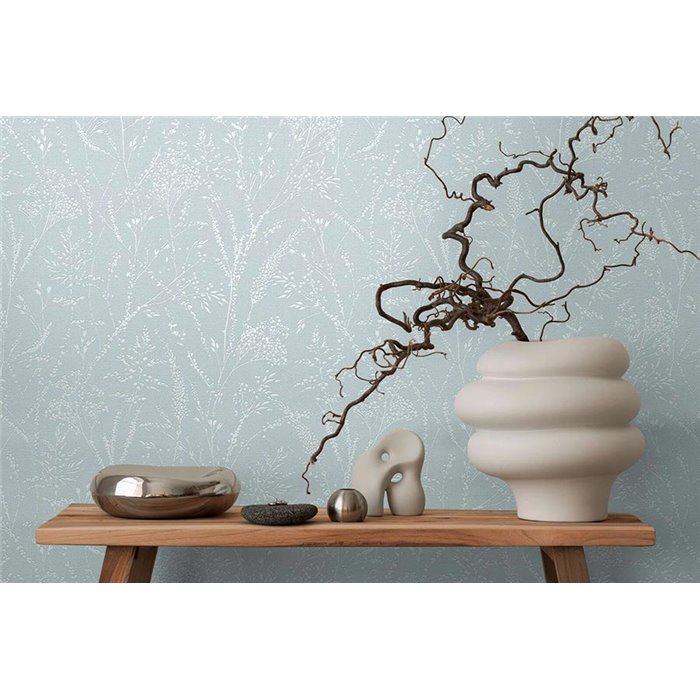 Papeldecor|Tapete Rustikal Blumen Wildblumen Blau und Weiß|Wilde Blumen