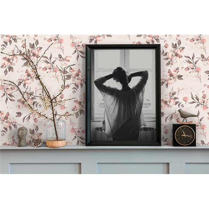 Papeldecor|Tapete Blumen Modern Eukalyptusblätter Rosa|Blumen