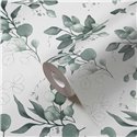 Papeldecor|Papel pintado floral blanco y verde hojas de eucalipto|Floral