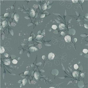 Papeldecor|Papier peint floral feuilles d'eucalyptus blanc et noir|Floral