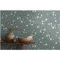 Papeldecor|Tapete Blumen Silber und Grün Eukalyptusblätter|Tapeten