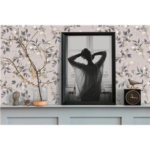 Papeldecor|Papier peint floral feuilles d'eucalyptus blanc et noir|Floral 2