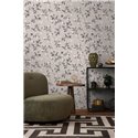 Papeldecor|Beige and Black Eucalyptus Leaves Floral Wallpaper|Wallpaper