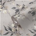 Papeldecor|Tapete Blumen Eukalyptusblätter Beige und Schwarz|Tapeten