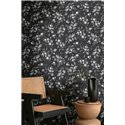 Papeldecor|Papel pintado floral hojas eucalipto gris y negro|Floral