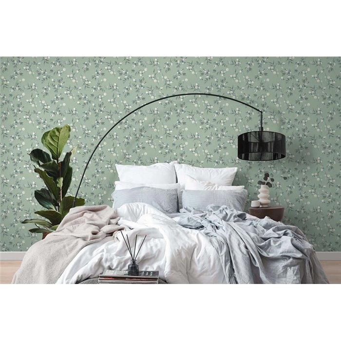 Papeldecor|Gray and Green Eucalyptus Leaves Wallpaper|Floral