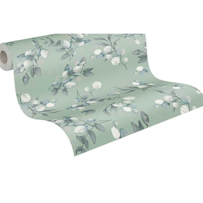 Papeldecor|Papier peint feuilles d'eucalyptus grises et vert|Floral