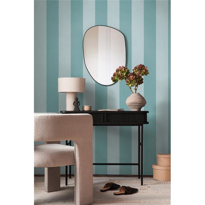 Papeldecor|Papier peint rayures larges bleu et turquoise|Rayures