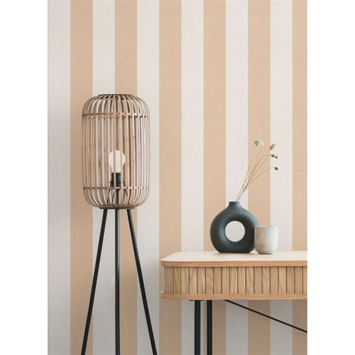 Papeldecor|Papier peint rayures larges blanc crème et orange|Rayures