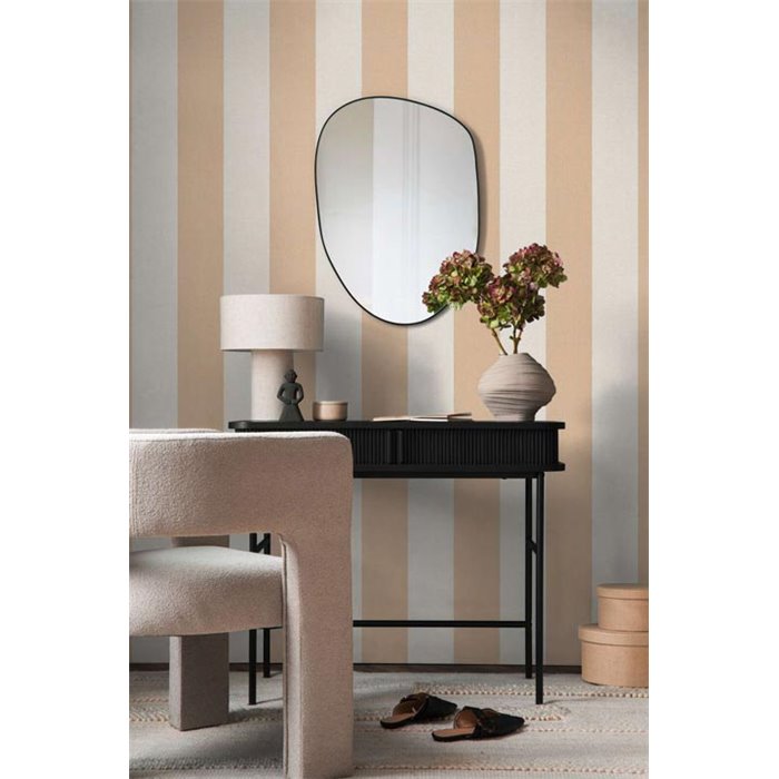 Papeldecor|Papier peint rayures larges blanc crème et orange|Rayures