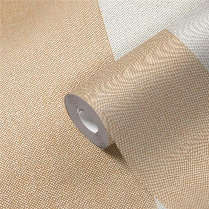 Papeldecor|Papier peint rayures larges blanc crème et orange|Rayures