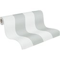 Papeldecor|Tapete Breite Streifen Weiß und Grau|Streifen