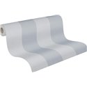 Papeldecor|Papier peint rayures larges effet textile bleu et gris|Rayures