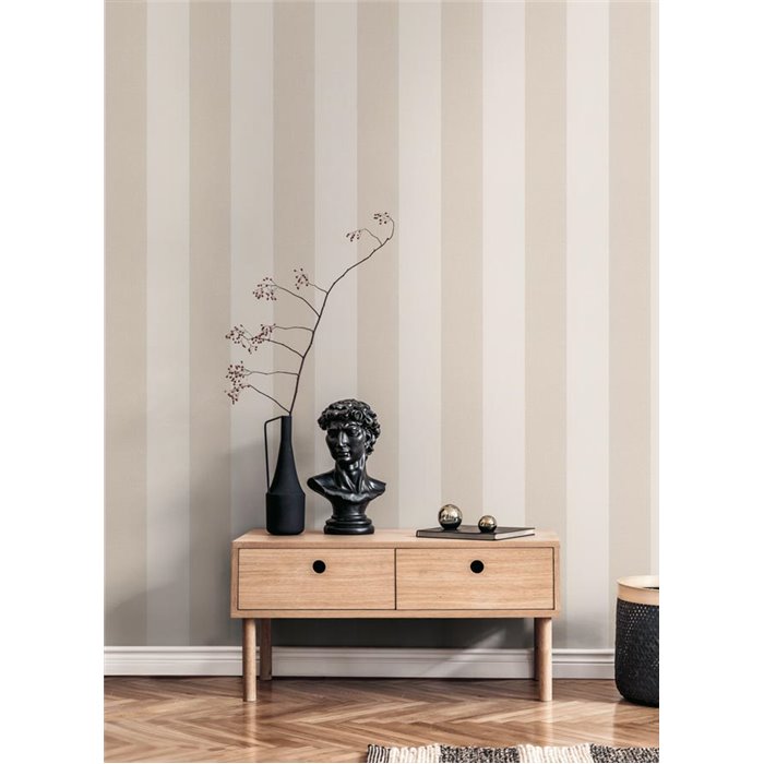 Papeldecor|Wide White and Brown Stripes Wallpaper|Stripes