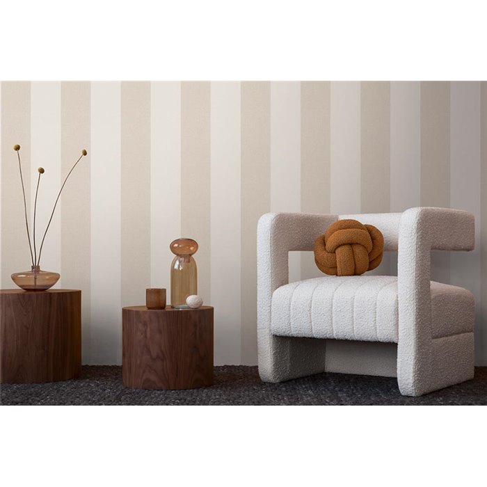 Papeldecor|Tapete Breite Streifen Weiß und Braun|Streifen