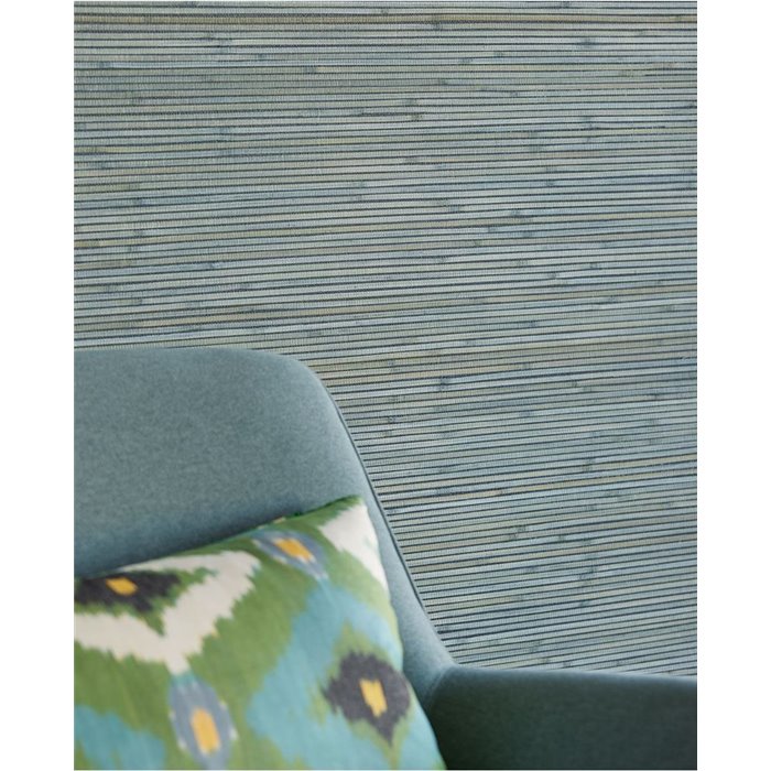 Eijffinger|Revêtements Muraux paille bambou teintée bleu vert oriental|Revêtements Muraux
