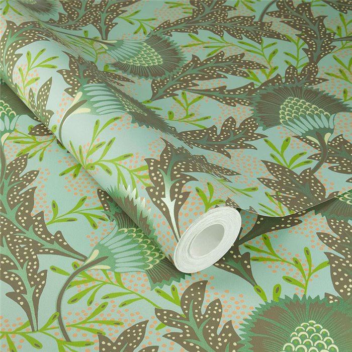 Eijffinger|Papel pintado floral verde pastel boho moderno|Floral