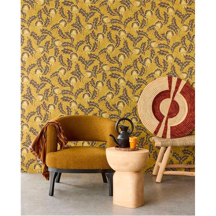 Eijffinger|Modern boho floral wallpaper in yellow|Floral