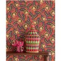 Eijffinger|Moderne ethnische Tapete rot und gold mit Blumen|Blumen